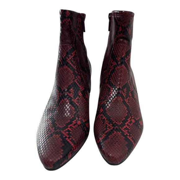 Amelia Grace Nadita Booties Faux Snakeskin Red Heeled Ankle Boot Womens Size 10M - Picture 3 of 8